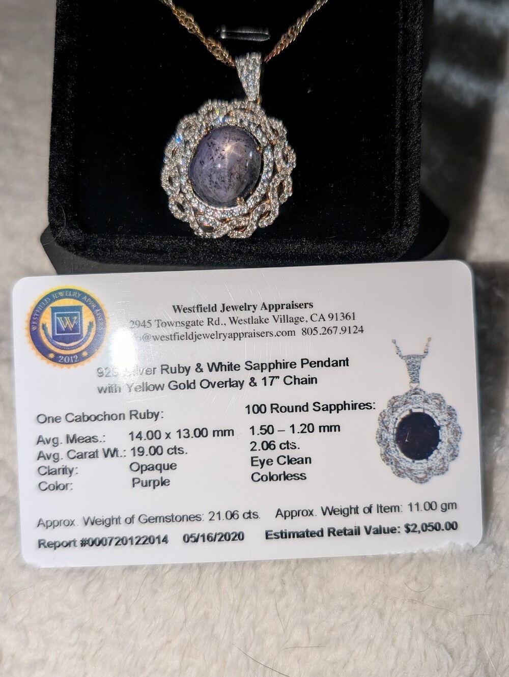 Ruby & white sapphire necklace in sterling Silver. $2050 appraisal value!